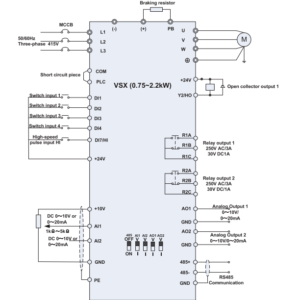 Sơ đồ đấu dây biến tần Emotron VSX_0.75KW-2.2KW